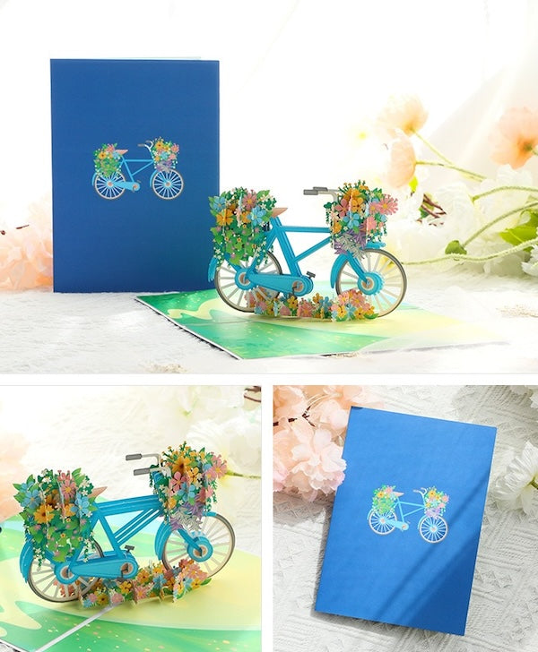 3D Gift Card - Flower Bicycle Birthday Gift Card