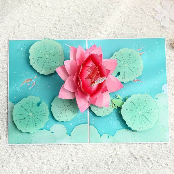 3D Gift Card - Lotus Flower Birthday Gift Card