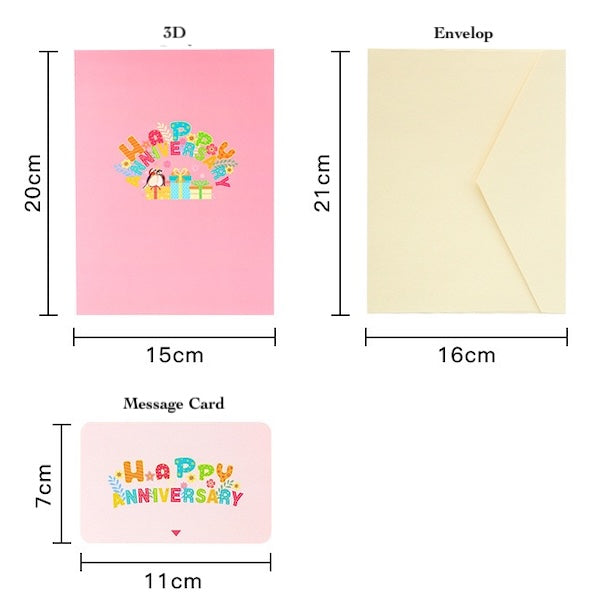 3D Gift Card - Happy Anniversary Card