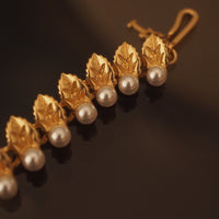 Vintage Golden Leaves Pearl Necklace