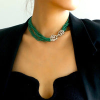 Green Cat's Eye Stones Braided Choker - Camille Closure