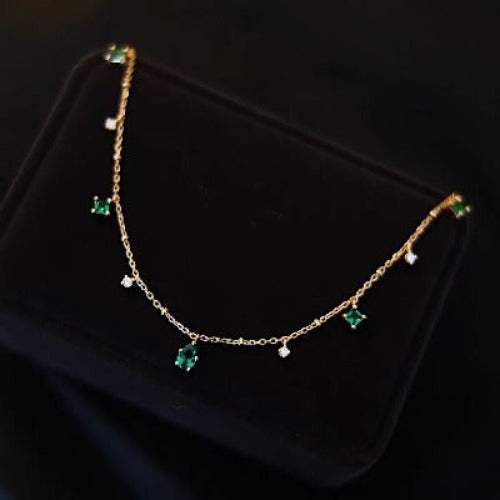 Elegant Green Stone Slim Necklace