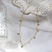 Elegant Green Stone Slim Necklace