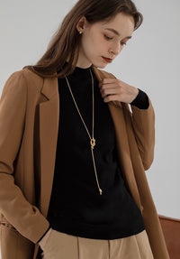 Longline Sweater Necklace with Knot-Gold n Silver