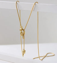 Longline Sweater Necklace with Knot-Gold n Silver