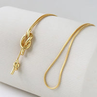 Longline Sweater Necklace with Knot-Gold n Silver