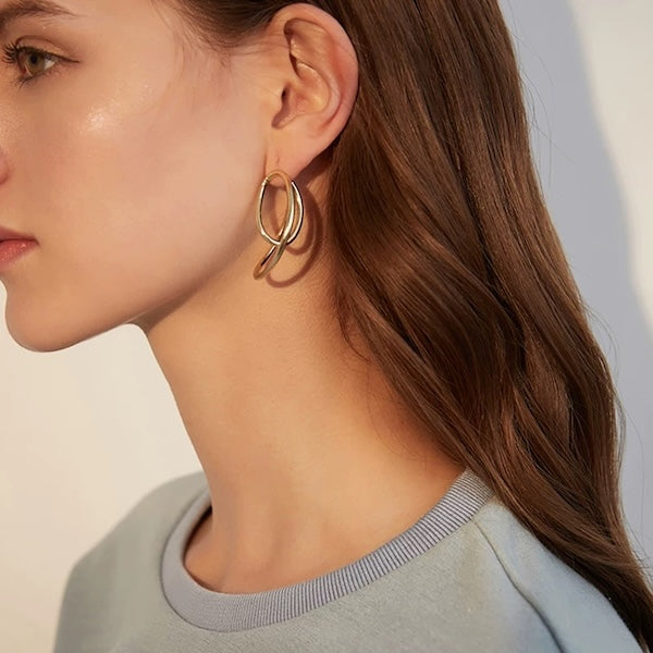 Geometric 3D fluid Line Ear Cuff-One Pair