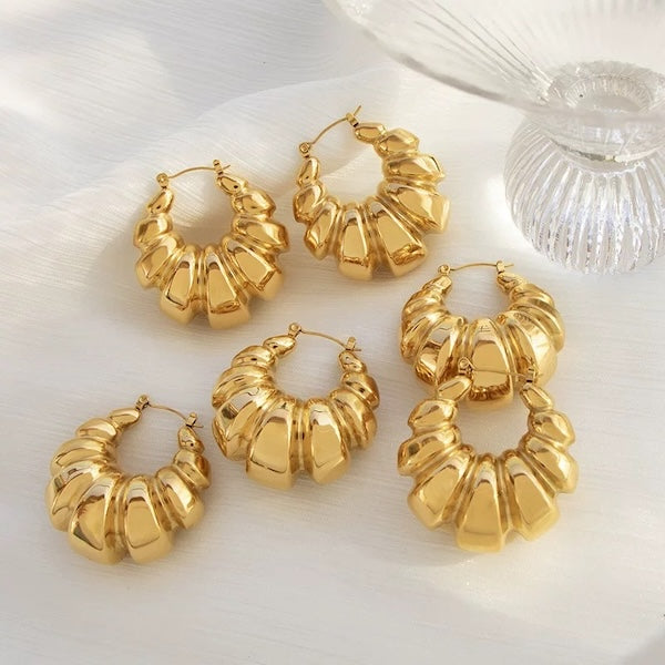 Chunky Croissant Formed Large Hoop Earrings