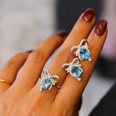 Princess Style Blue Topaz Gift Earrings