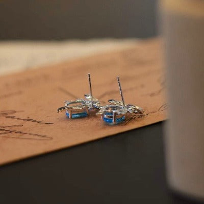 Princess Style Blue Topaz Gift Earrings