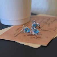 Princess Style Blue Topaz Gift Earrings