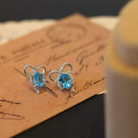 Princess Style Blue Topaz Gift Earrings