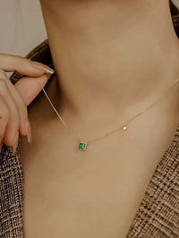 Sugar Cube Green Stone Necklace