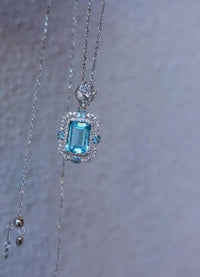 Ice Queen - Sparkling Blue Topaz Large Pendant Necklace