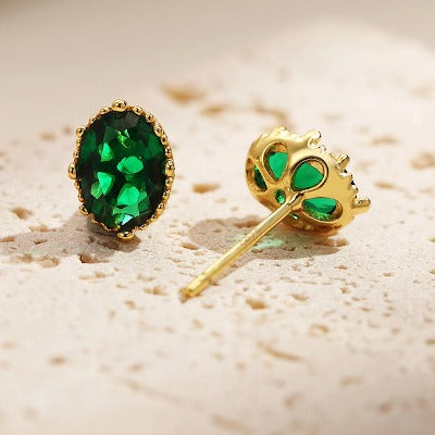 Modern Vintage Green Crystal Ear Studs