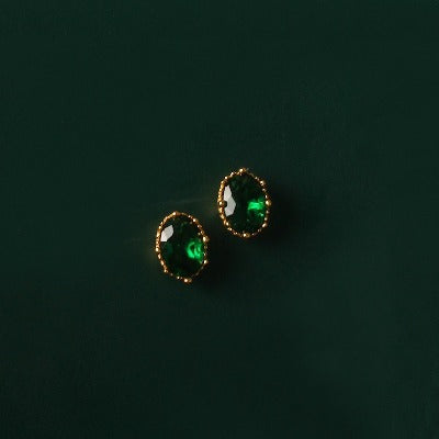 Modern Vintage Green Crystal Ear Studs