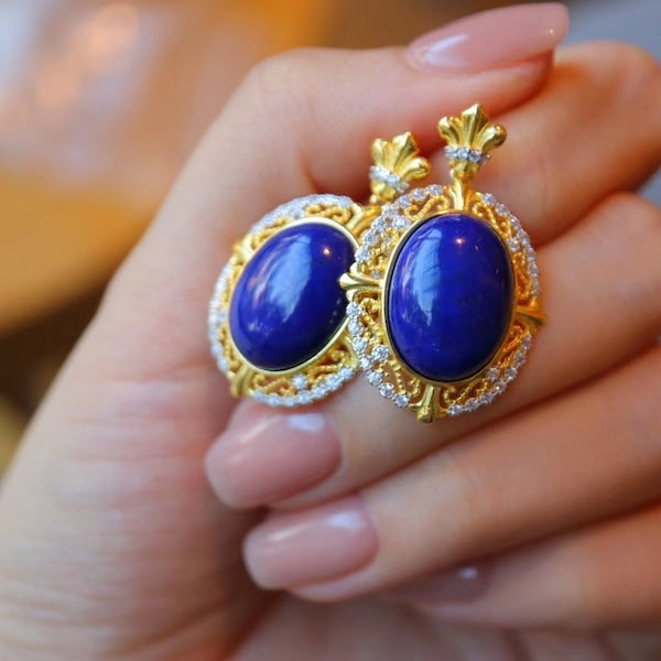 Renaissance Lapis Lazuli Pendant Earrings