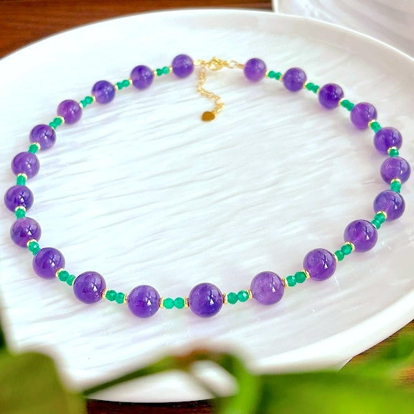 Amethyst Green Onyx Beaded Necklace n Bracelet