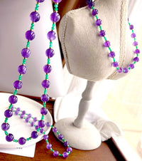 Amethyst Green Onyx Beaded Necklace n Bracelet