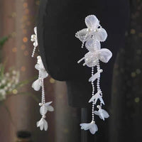 Lace Flower Crystal Bridal Earrings-No piercing