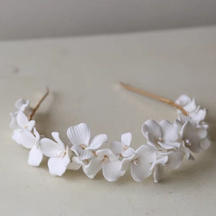 ceramic white flower bridal garland