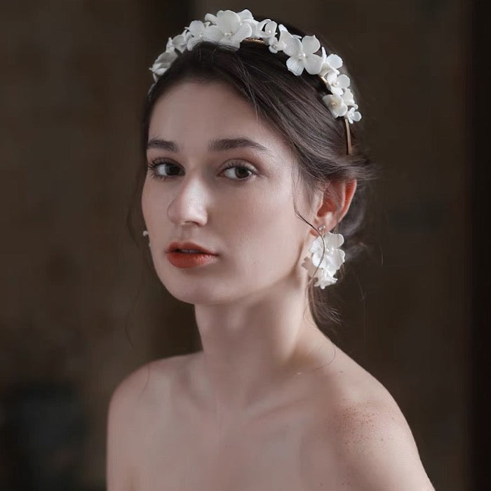 ceramic white flower bridal garland