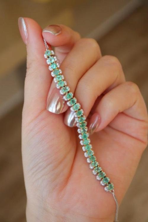 Fancy Emerald Gemstone Bracelet - Real Emerald