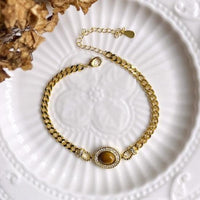 Chain Bracelet With Tiger Eye Stone