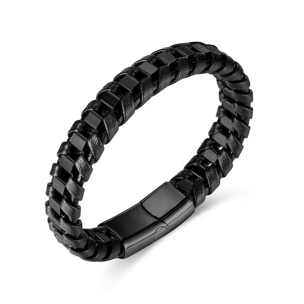 Leather and Steel Fashion Bracelet for Men