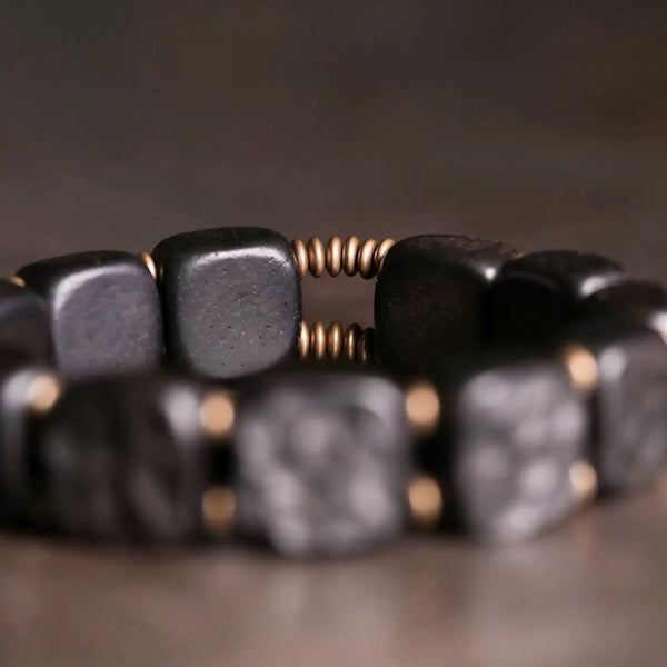 Black Sandal Wood Square Plate Bracelet