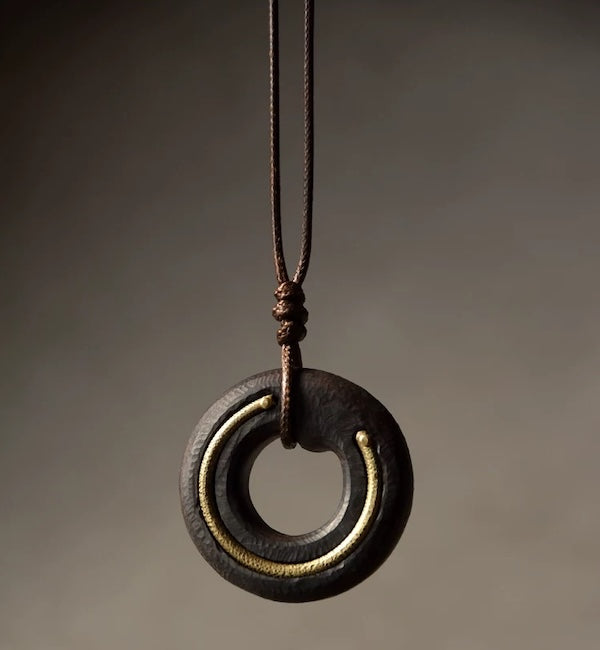 Black Sandal Wood Circle Pendant