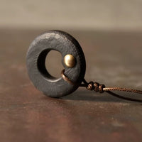 Black Sandal Wood Circle Pendant