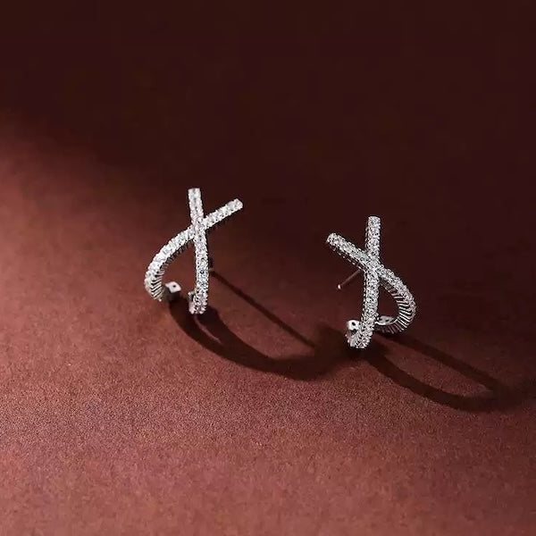 Minimalist Cross Sparkling Earrings