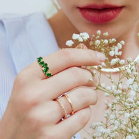 Emerald Floral Hoop - Royal Emerald-cut Ring