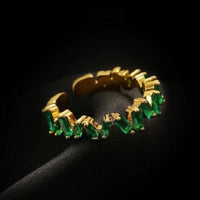 vEmerald Floral Hoop - Royal Emerald-cut Ring