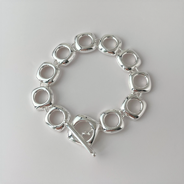 Bold Square Frame Links Bracelet-OT Buckle