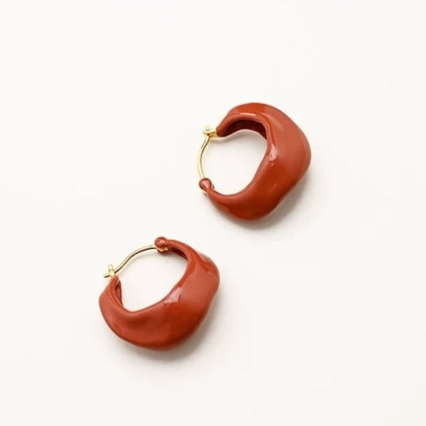 Unique Minimalist Enamel Hoops Earrings