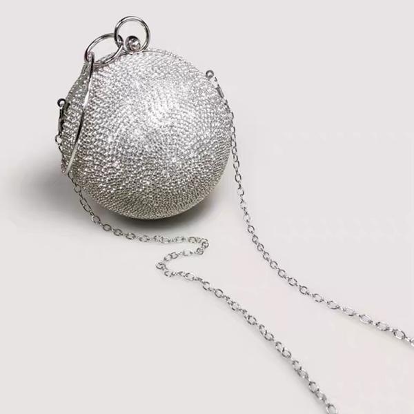 Luxe Ball Clutch-BlingBling Diamonds-Gold n Silver