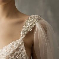 Dual Shoulder Bridal Veils with Diamond Clips