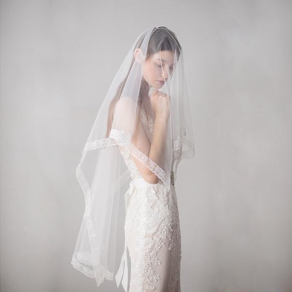 Face Cover Lace Trim Bridal Veil