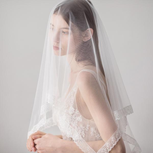 Face Cover Lace Trim Bridal Veil