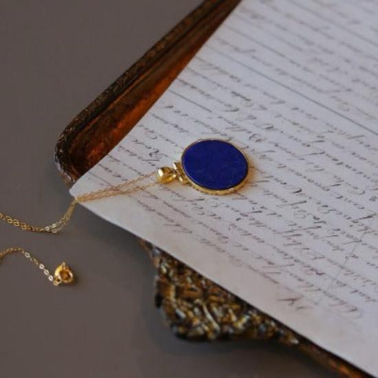 Helios Lapis Lazuli Round Pendant Necklace