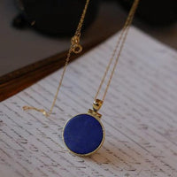 Helios Lapis Lazuli Round Pendant Necklace