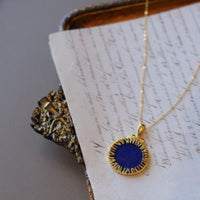 Helios Lapis Lazuli Round Pendant Necklace