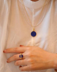 Helios Lapis Lazuli Round Pendant Necklace