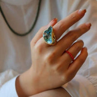 Ocean Wave Design Abalone Shell Statement Ring