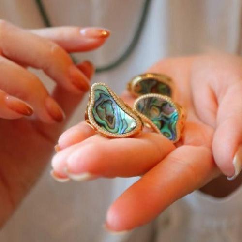 Ocean Wave Design Abalone Shell Statement Ring