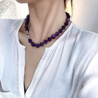 Purple Amethyst Faceted Beads Choker