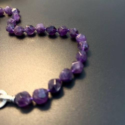 Purple Amethyst Faceted Beads Choker