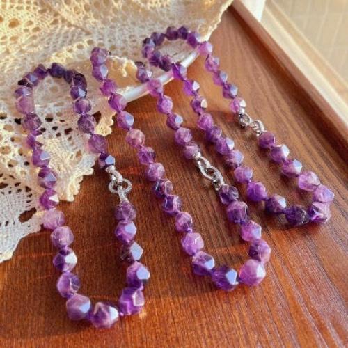 Purple Amethyst Faceted Beads Choker